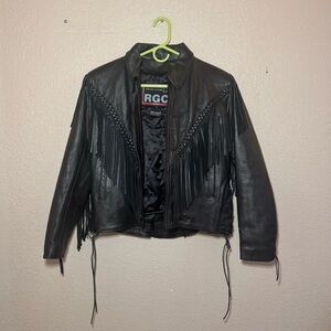 Vintage Women's Black Fringe Leather Jacket